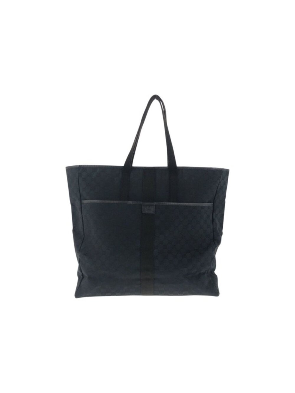 Gucci Black Silver GG Canvas Leather Tote Shoulder Bag